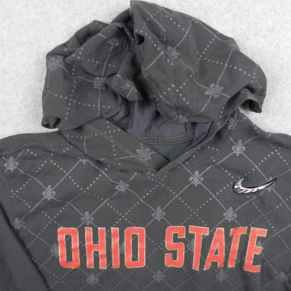 Nike Ohio State Hoodie Mens Large Gray Dri-FIT Long Sleeve T-Shirt Buckeyes NCAA